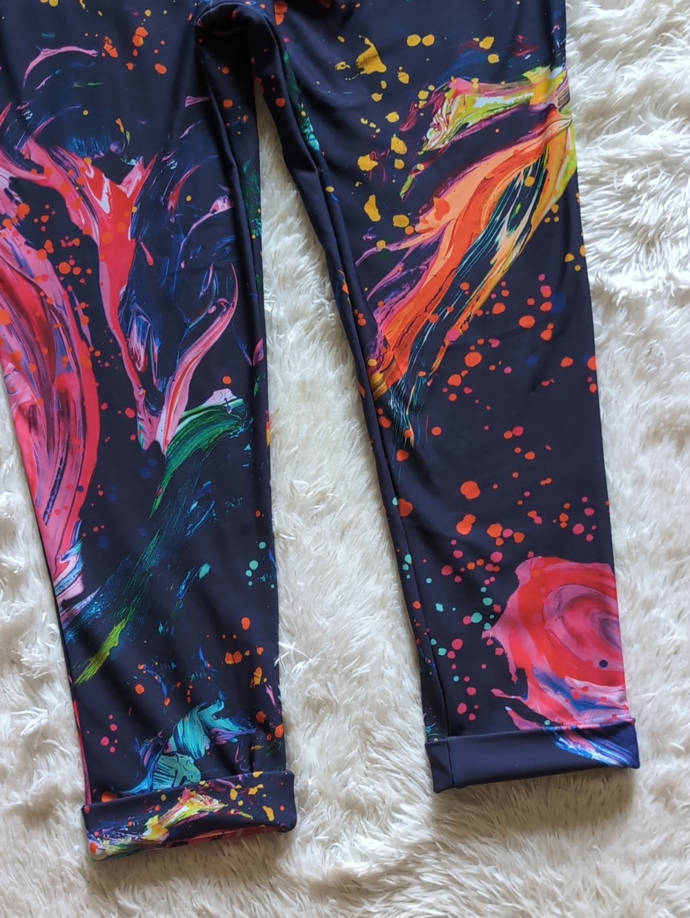 Blackmilk The Artist Paint Splatter Rainbow Navy High Waist Cuffed Pants Medium - Picture 8 of 14